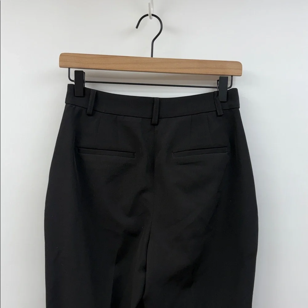 Express High Rise Trouser Crepe Relaxed Boot Pant Minimalist Career Black 0 - Picture 7 of 10